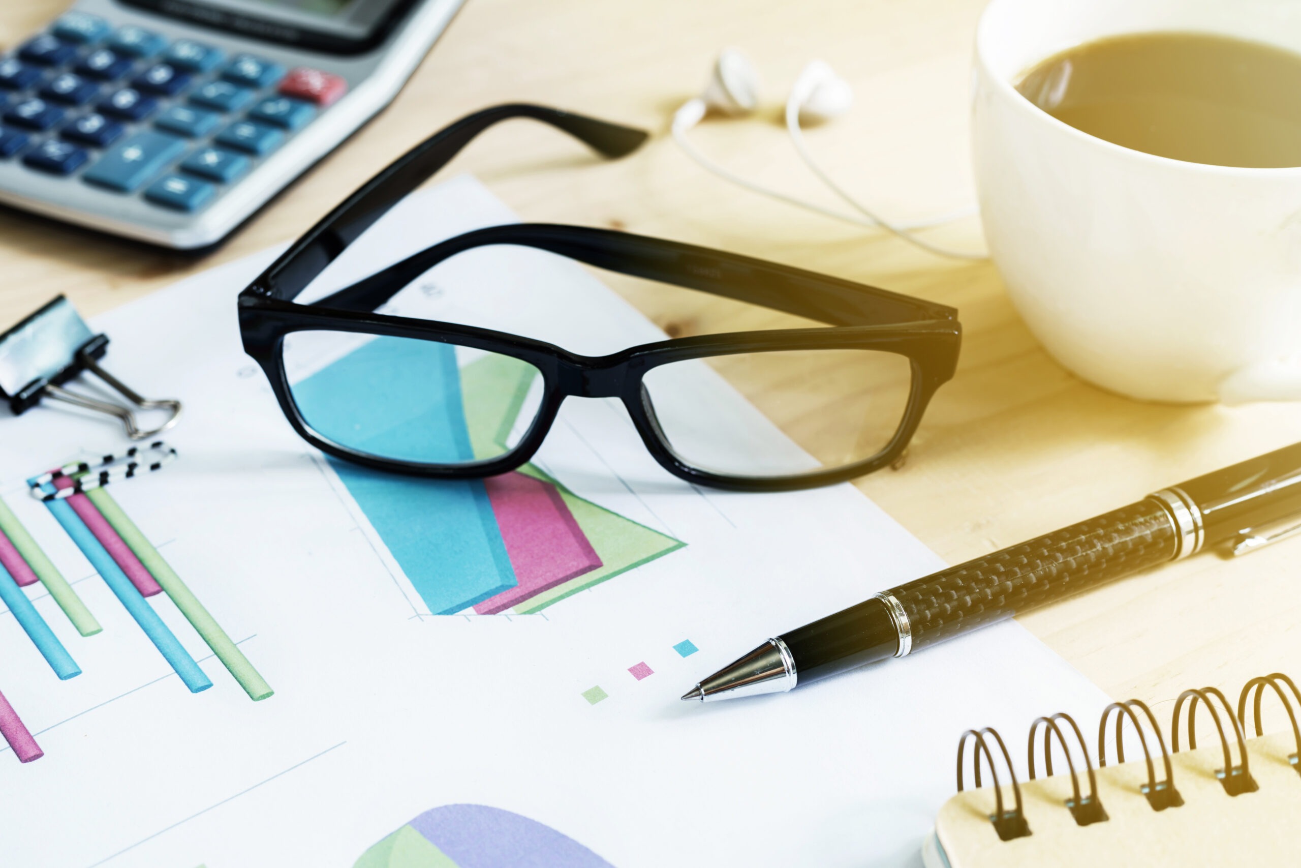 Desk office business financial accounting calculate, Graph analysis